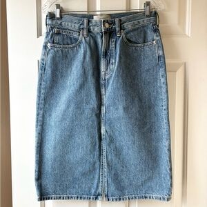Everlane Denim Pencil Skirt Front Center Vent Blue Medium Wash Size 26